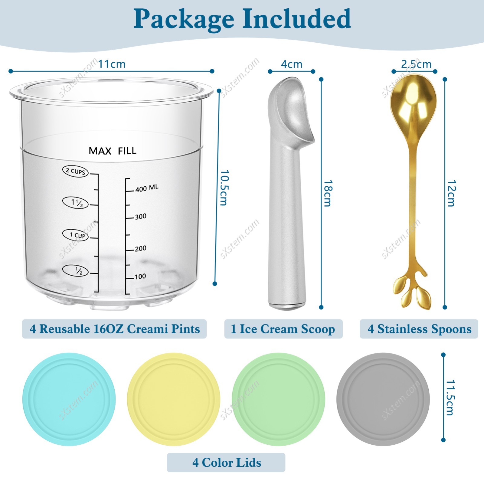 16OZ Replacement For Ninja Creami Pints & Lid Ice Cream Maker NC299 NC300 Series