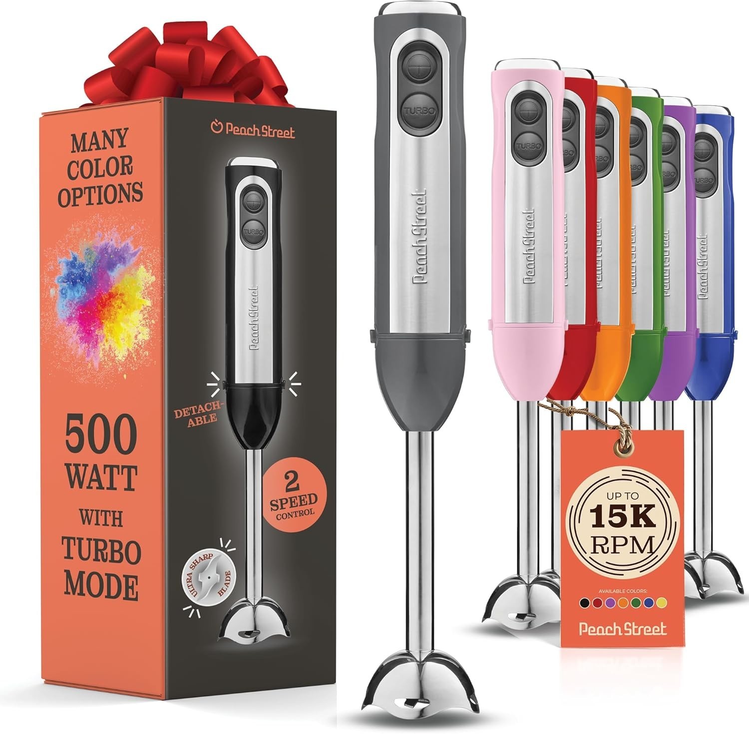 Ergonomic Handheld Blender with Detachable Base - Perfect for Smoothies & Soups