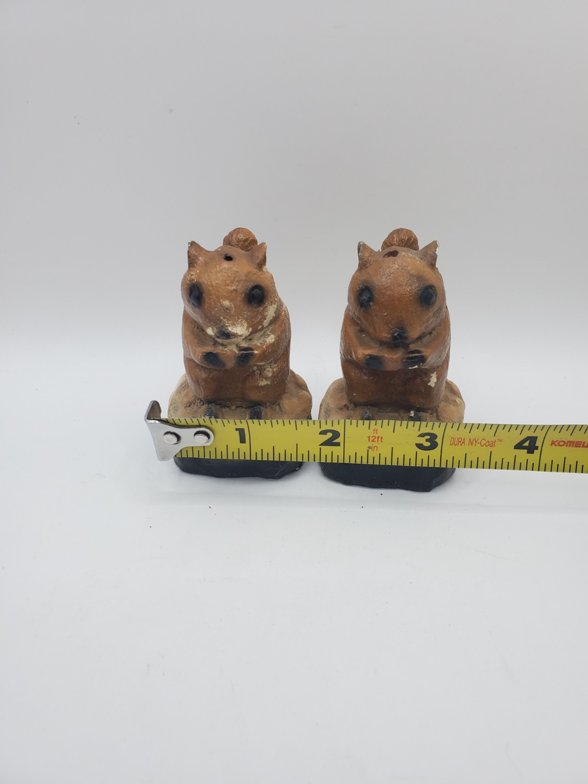 Vintage Ceramic Novelty Squirrel Couple Salt and Pepper Shakers Japan Paint miss