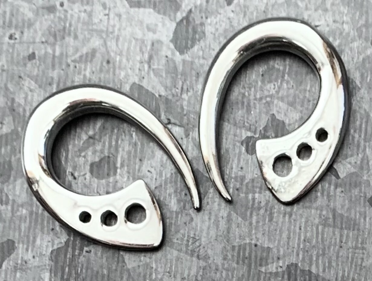 PAIR Surgical Steel Terrestrial Fin Tapers Ear Plug Earring Gauge Lobe Expander