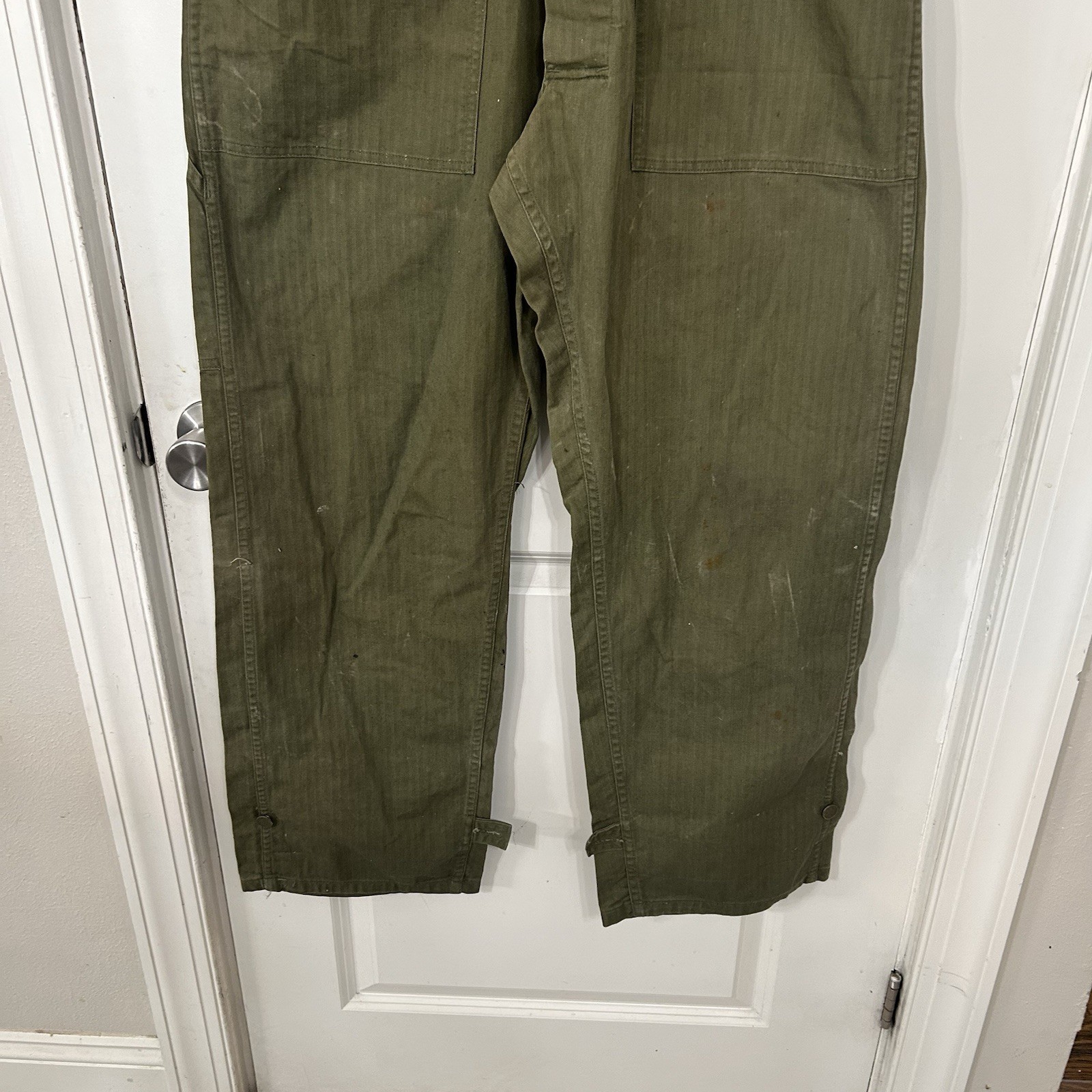 Vintage 1940s WW2 US Army HBT 13 Star Buttons Herringbone Coveralls Jumpsuit 34R