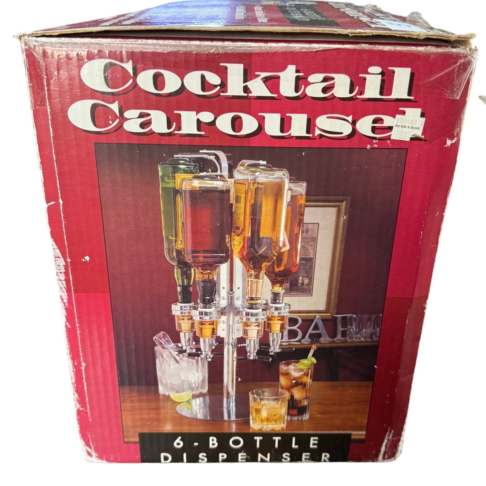Cocktail Carousel 6 Bottle Liquor Dispenser Bar Home Party Rotating Drink Mixer