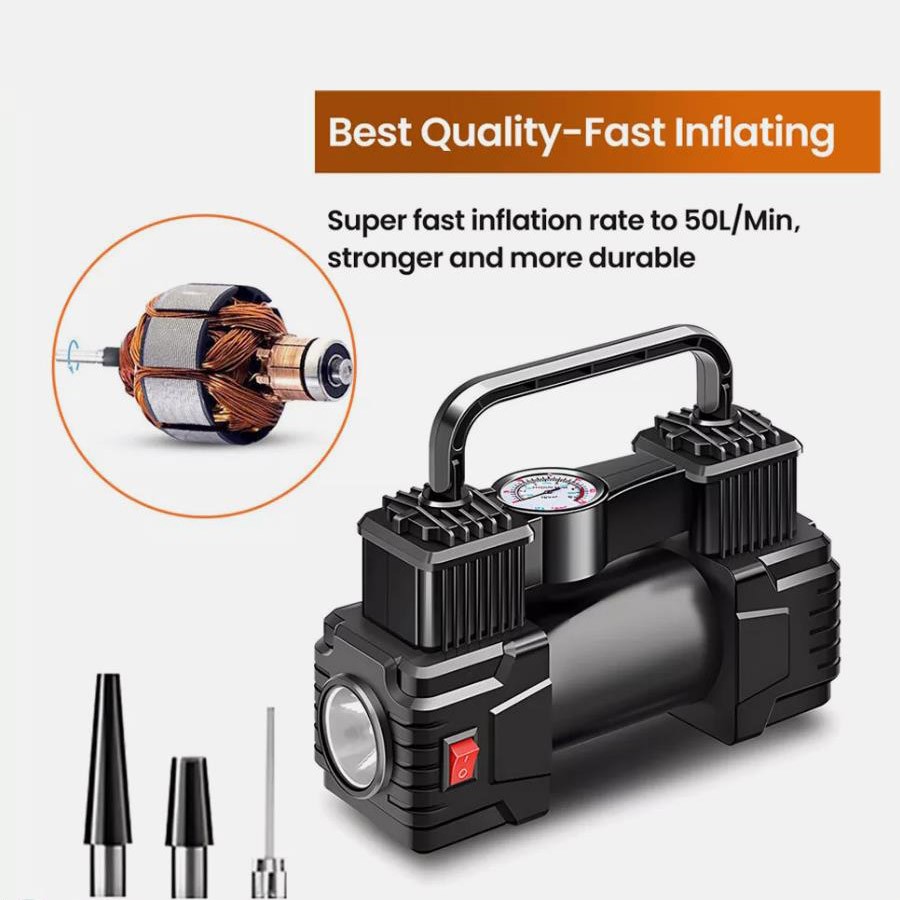 12V Heavy Duty With Portable Air Compressor Car Tire Inflator Electric Pump Auto