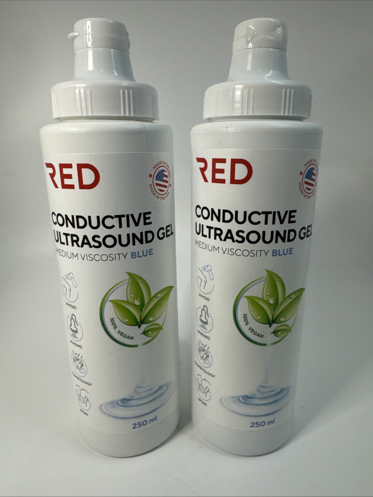 Lot Of 2 RED Conductive Ultrasonic GEL, Baby Doppler,Cavitation 2 x 250ml