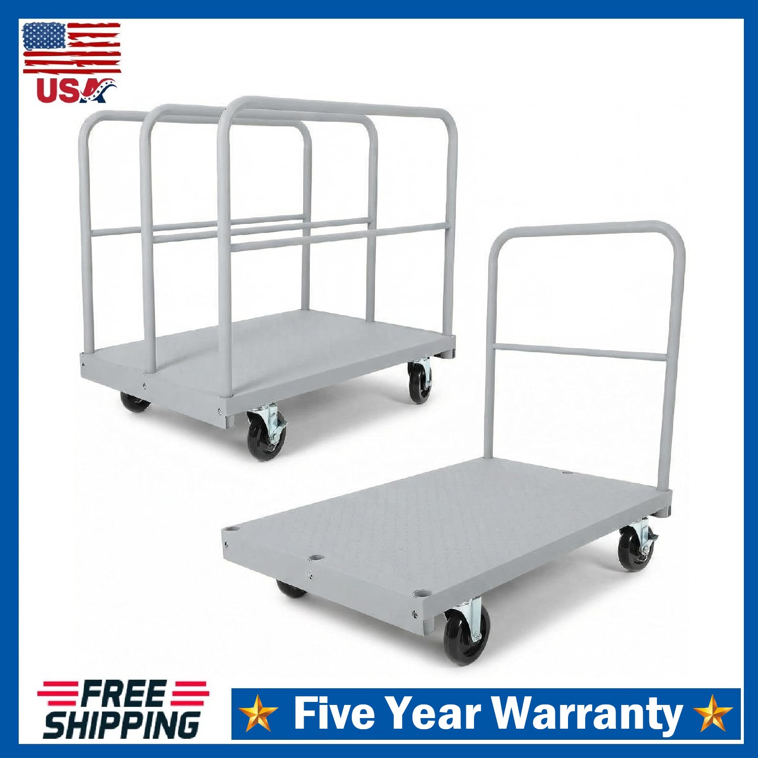 Heavy Duty Steel Panel Truck Cart, 36"x24" Drywall Dolly Platform Truck 2200Lbs