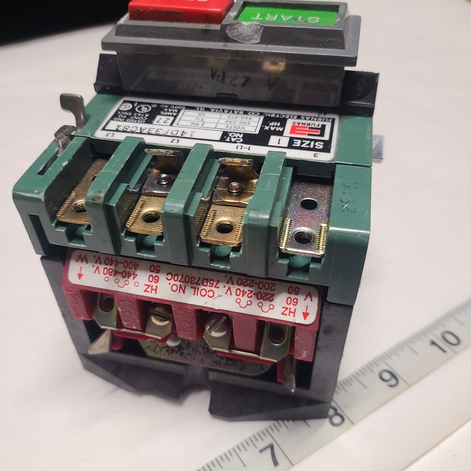 Furnas 14DF33AC81 Motor Starter Size 1, 27A Max, 200-575V rated 3 PH, 7.5-10 H.P