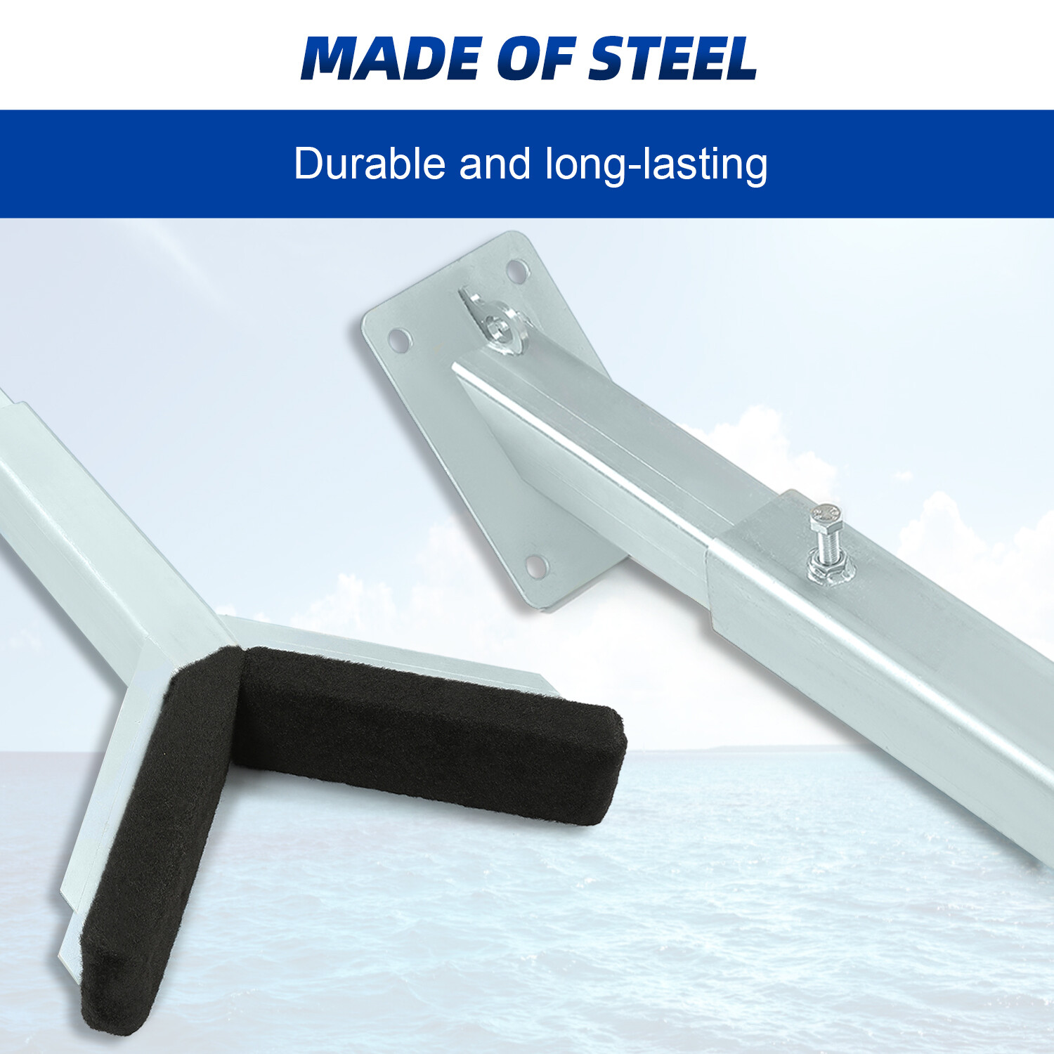 Adjustable Bow Rest Catcher Assembly For Boat Trailer Zinc-Plated Post Carpeted