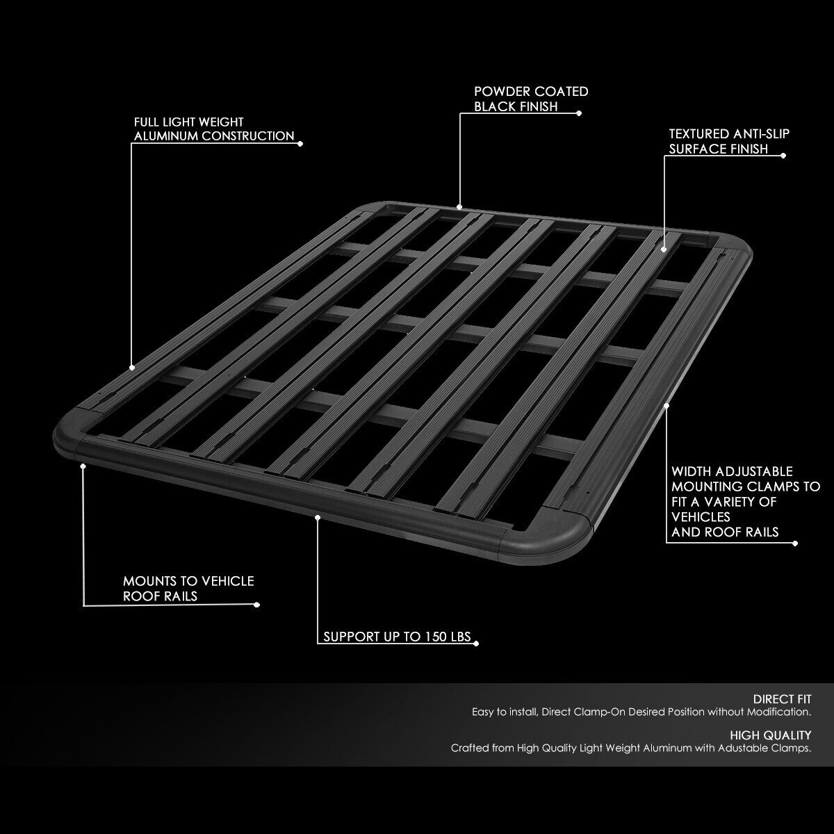 60"x 48"ALUMINUM ROOF RACK CAR/SUV TOP CARGO BAG/LUGGAGE CARRIER BASKET BLACK