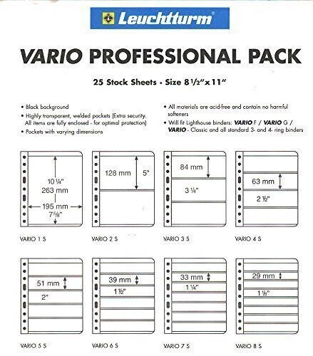 25 NEW Lighthouse VARIO 1C stock pages (clear sheets)--Free Expedited shipping