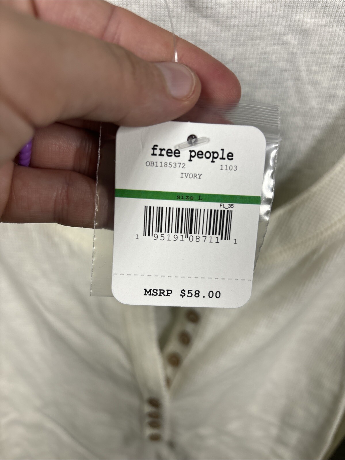 NEW Intimately Free People Dylan Thermal Bodysuit Ivory Size L