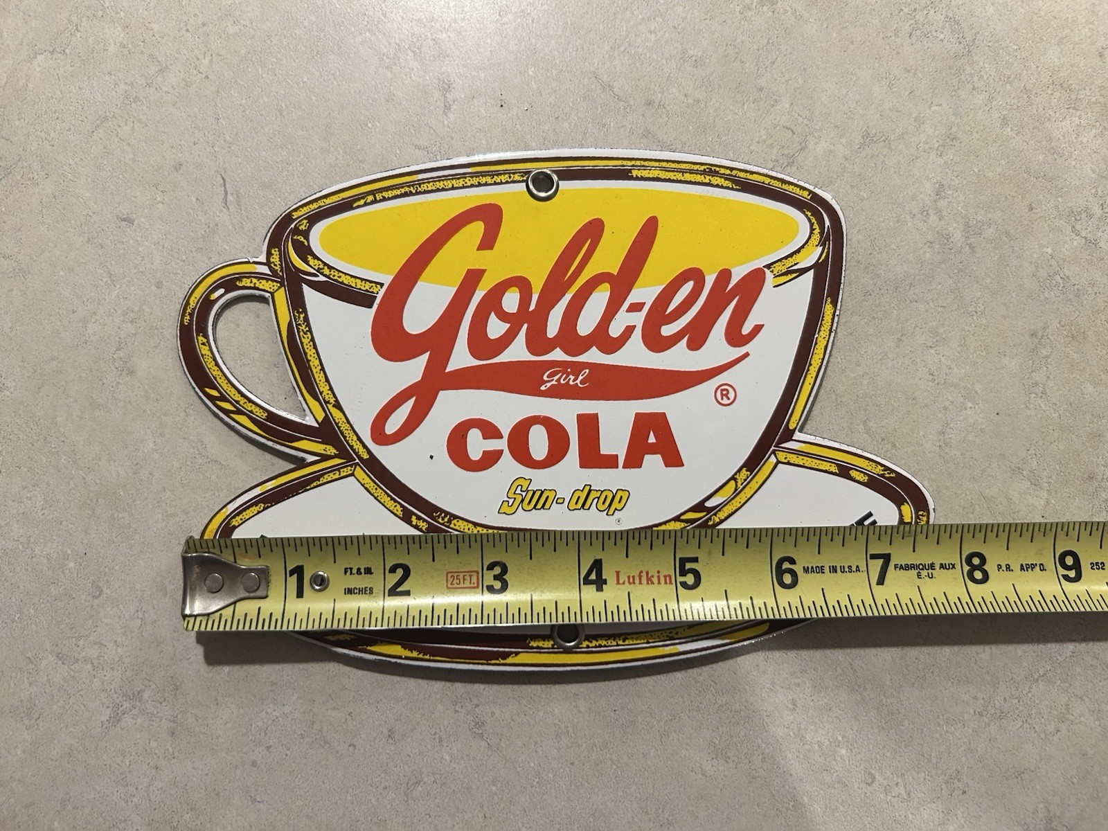 Gold-en Cola Sun Drop Porcelain Sign