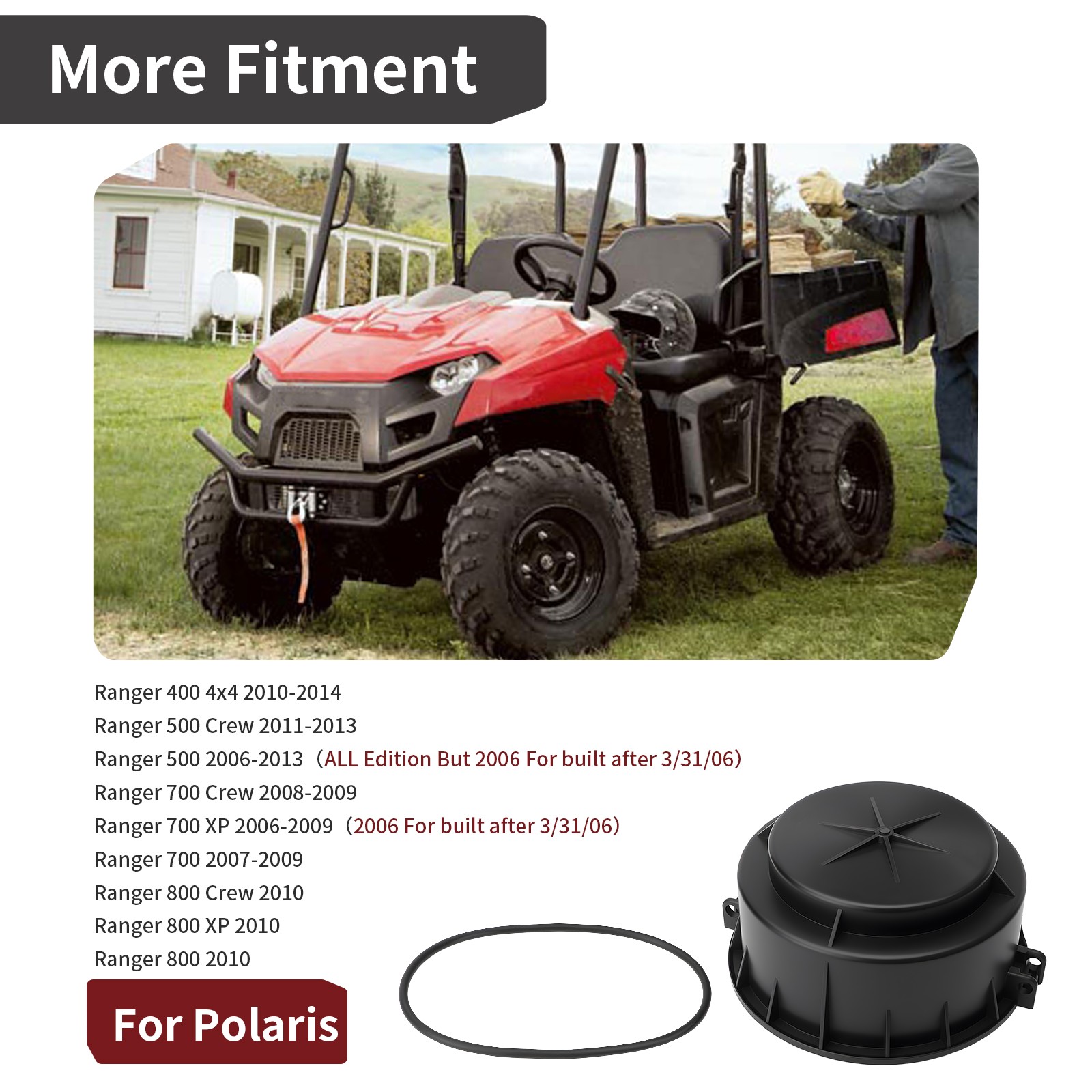 Air Box Cover w/ Seal For Polaris Ranger 400 500 700 800 Crew XP 5436699 5812964