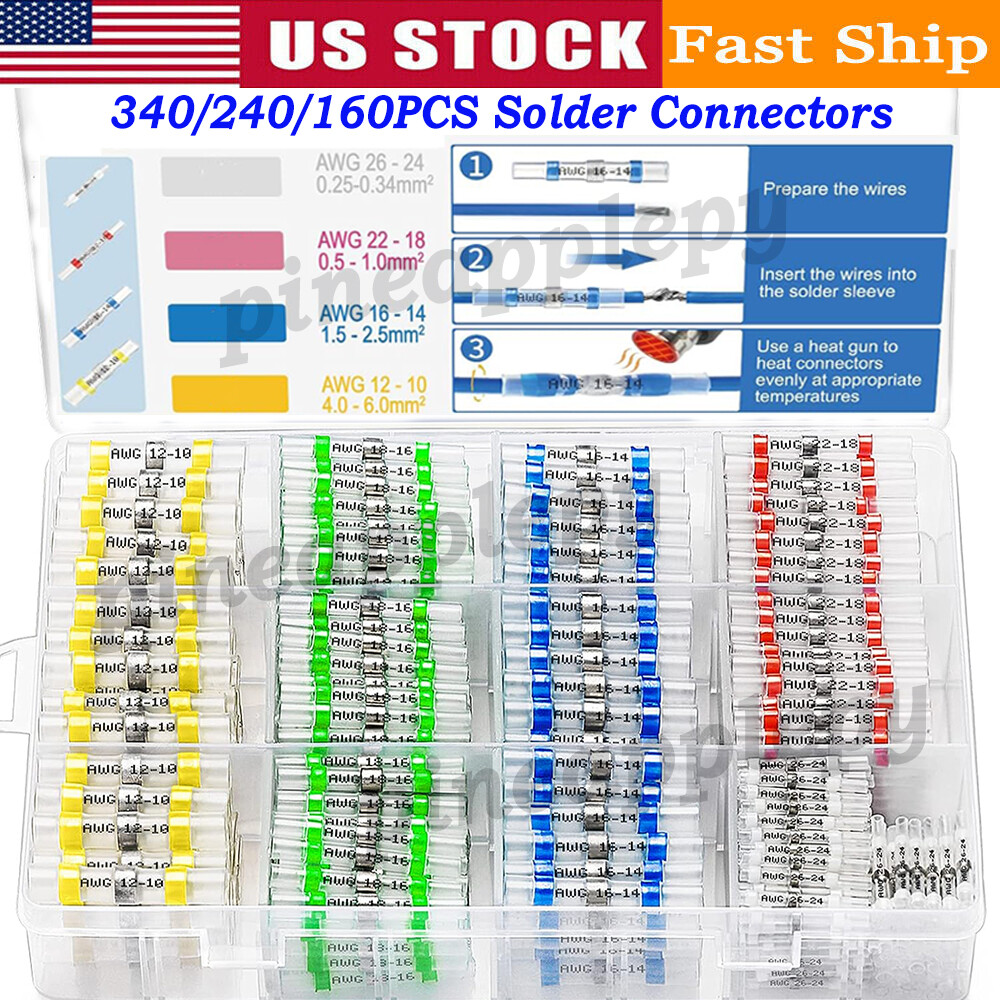 400/160PCS Waterproof Solder Stick Seal Sleeve Heat Shrink Butt Wire Connectors