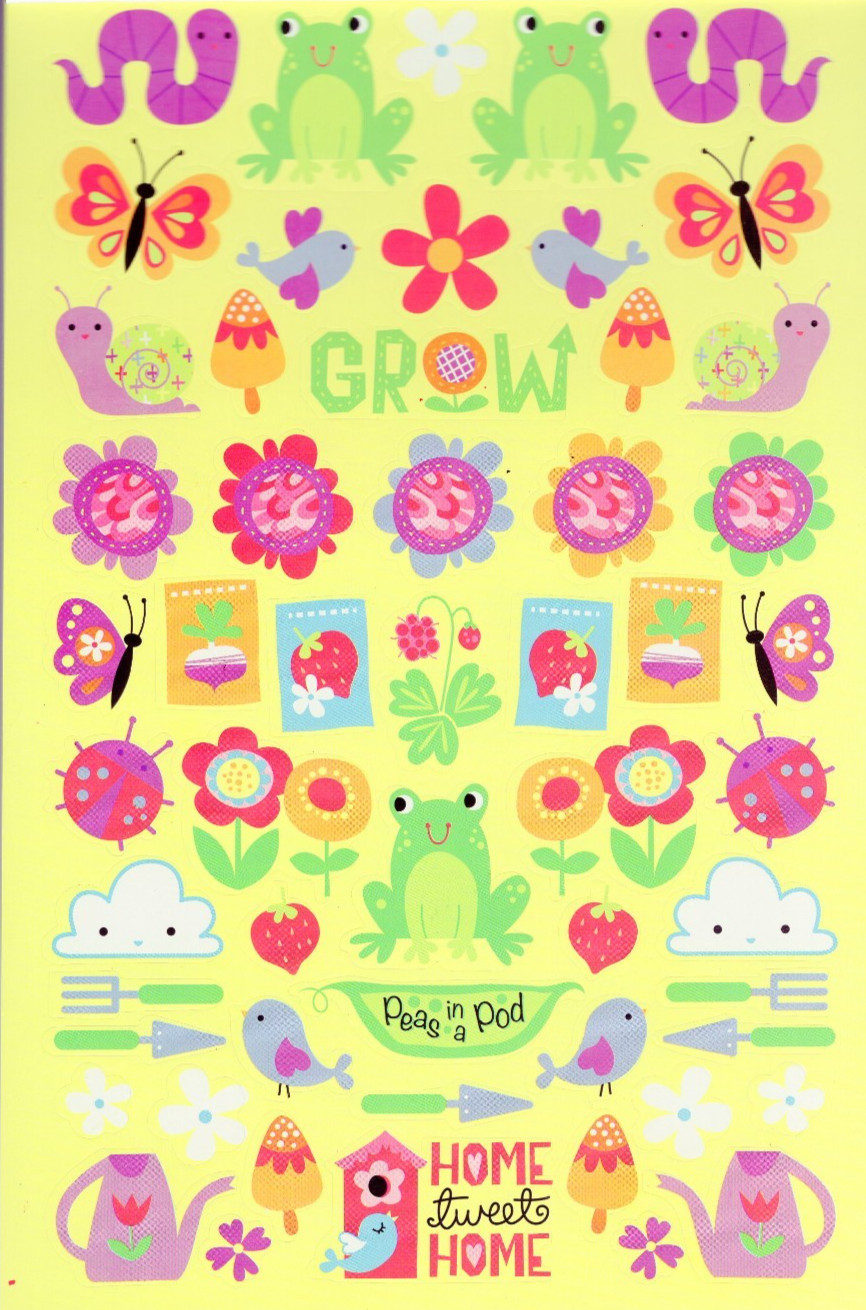 Darice Spring Garden Sticker Book: butterflies, flowers, frogs, birds, snails