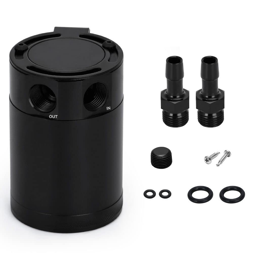 PQY Baffled Oil Catch Can Kit Universal 2 Port Aluminum 2port, black