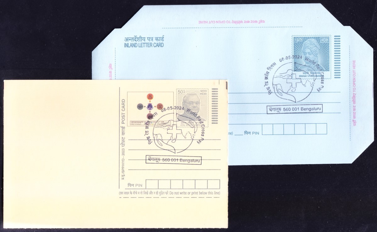 World Red Cross Day cancellation Postal stationery Set 2024 India, Medical Theme