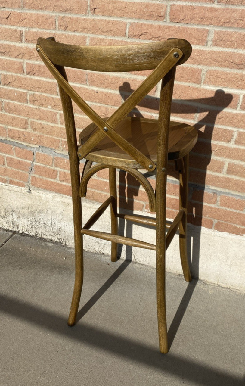 Bistro Style Cross Back Espresso Wood Restaurant Barstool