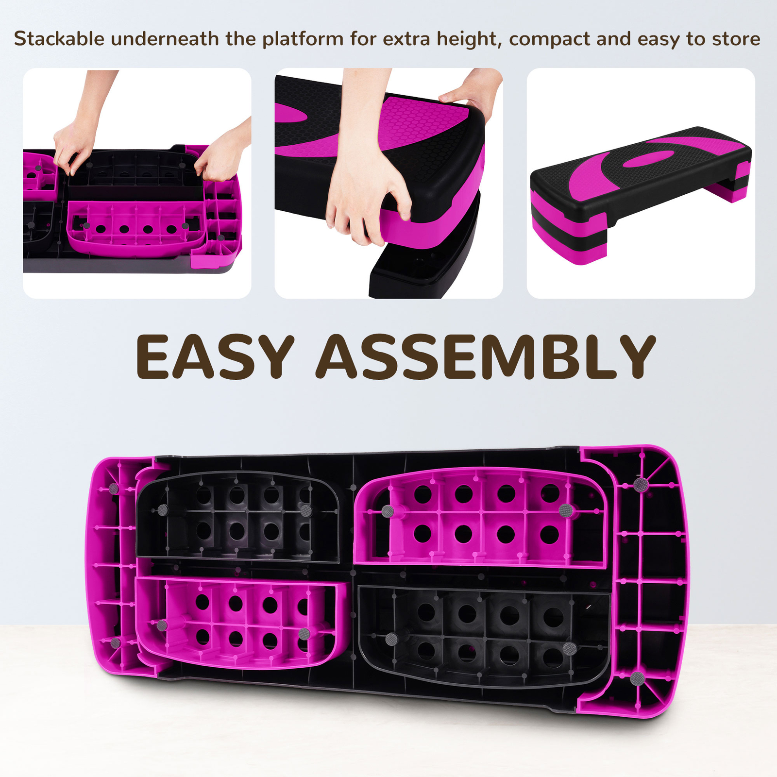 BalanceFrom Fitness Adjustable Workout Aerobic Step Platform Trainer w/ Raisers