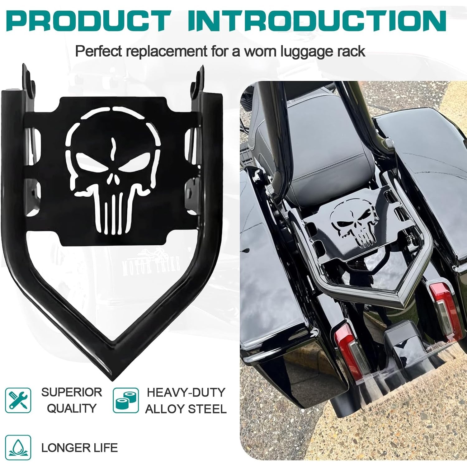 For 09-2025 Harley Touring Road King Glide Custom Two-Up Detachable Luggage Rack