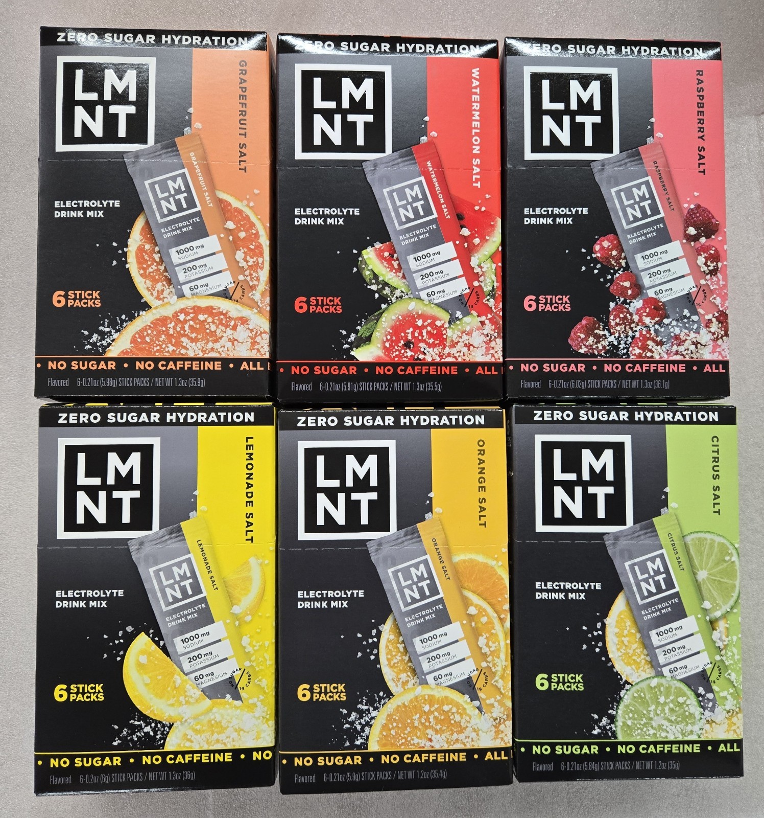 LMNT Zero-Sugar Electrolytes Drink Variety 36 Pack 6 Flavors Non-Caffeinated