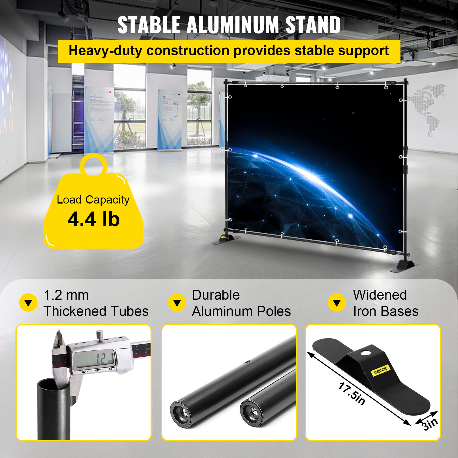 8x10Ft Banner Stand Heavy-Duty Backdrop Stand Telescopic Adjustable Repeat Step