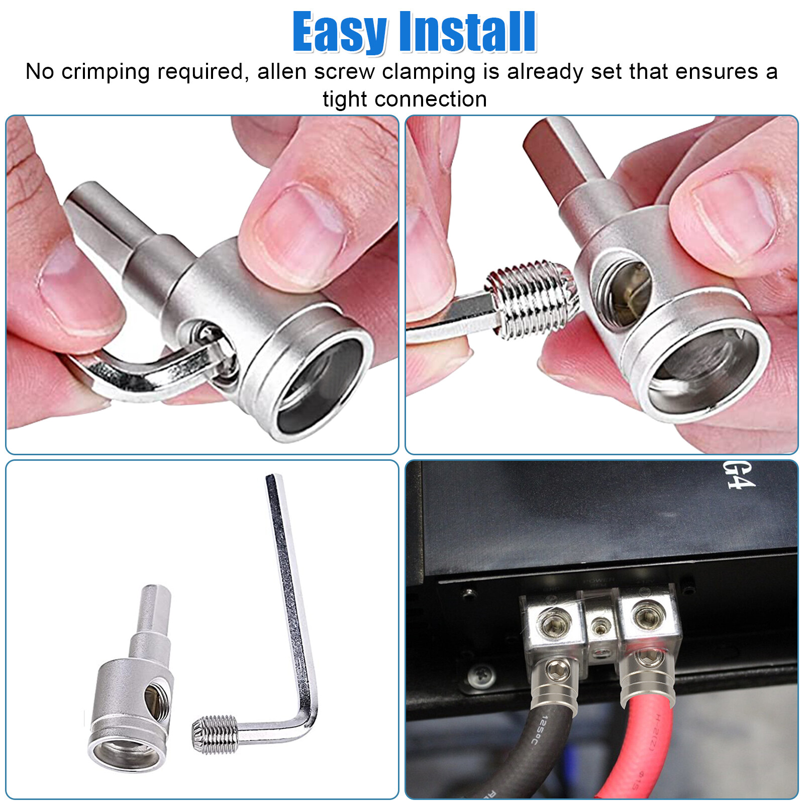 4x Car Audio Amp Input Reducer 4 Gauge to 8 Gauge Wire Reducer Power and Ground