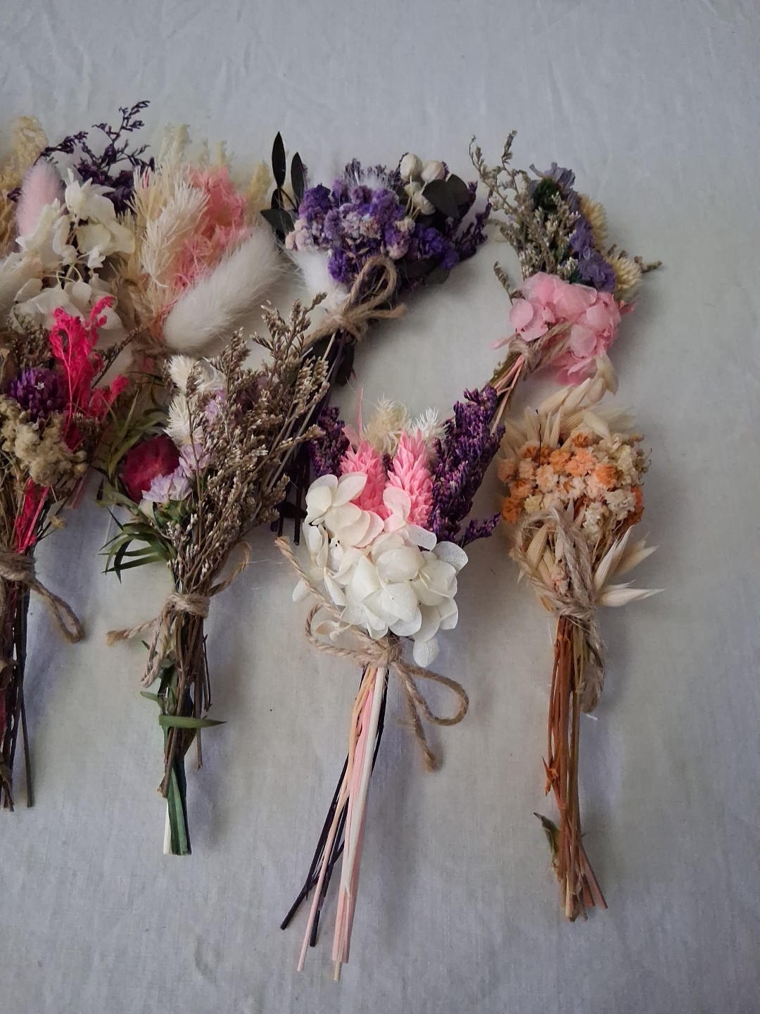 Lot of 11 Mini Dried Flower Bouquet, Wildflower Decor for Crafts or Photo Props