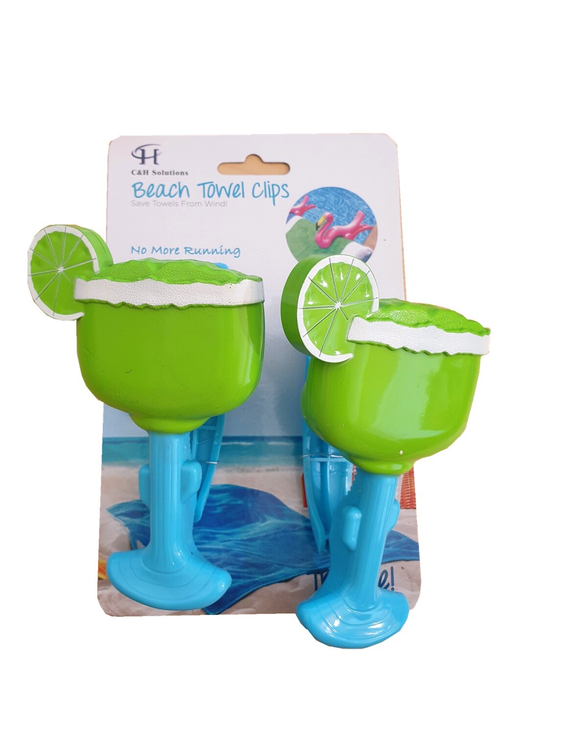 Beach Towel Holders, Clips, Set of Two, Lemon Cups Style