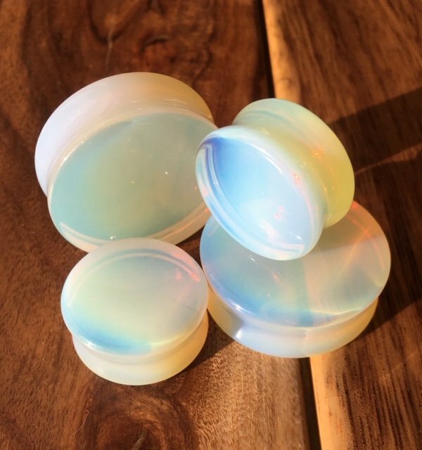 PAIR Opalite Opalescent Stone Moonstone Plugs Gauges - up to 38mm available!