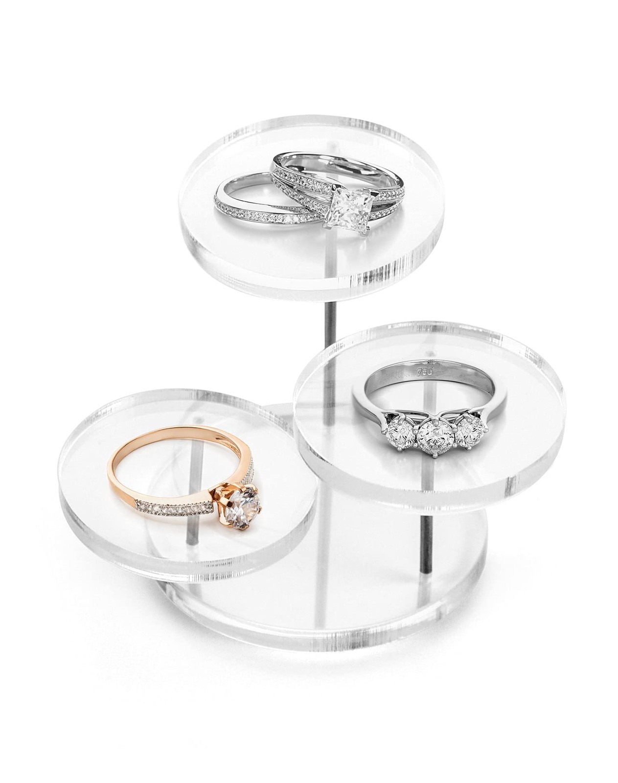 Round Acrylic Products Display Riser Stands, 3 Tier Jewelry Display Stands fo...
