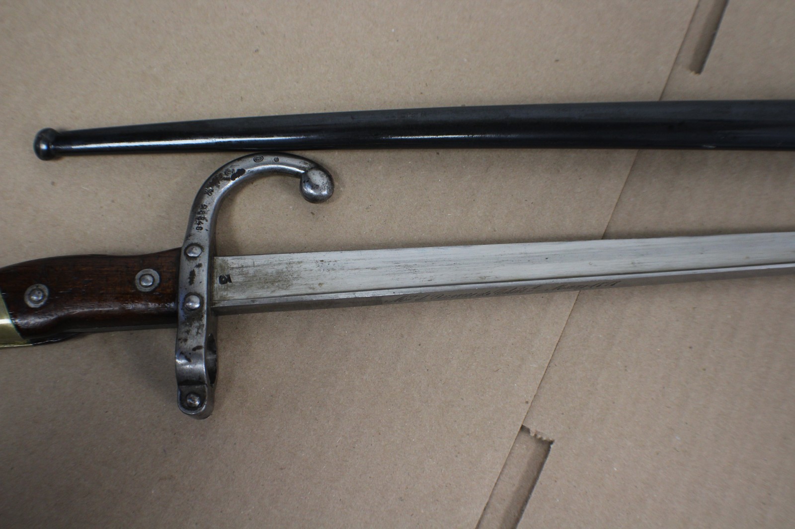 M1874 France GRAS Sword Type Bayonet W/Original Metal Scabbard