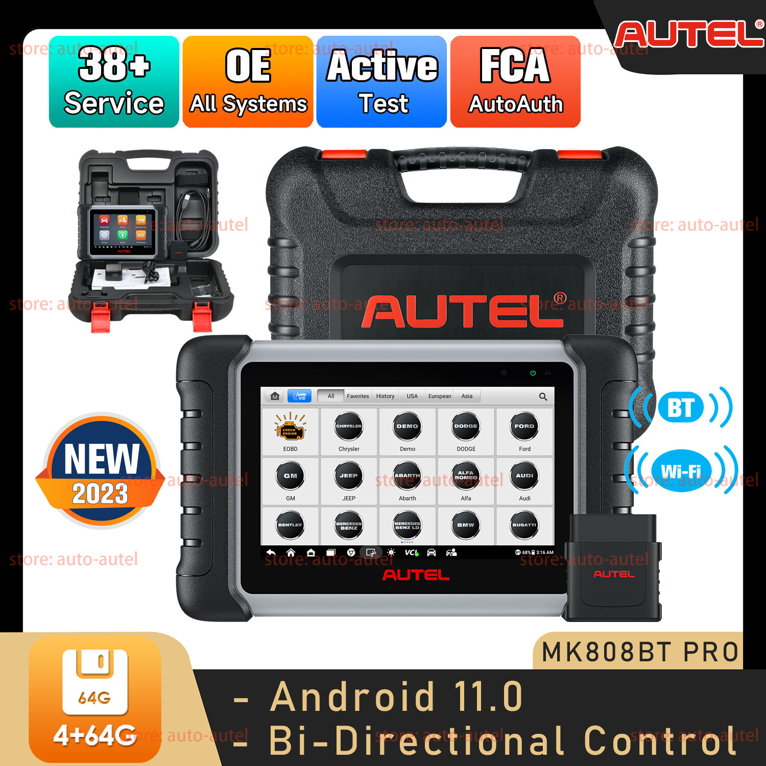 2023 Autel MaxiCOM MK808BT PRO Diagnostic Scanners Active Test Update of MK808S