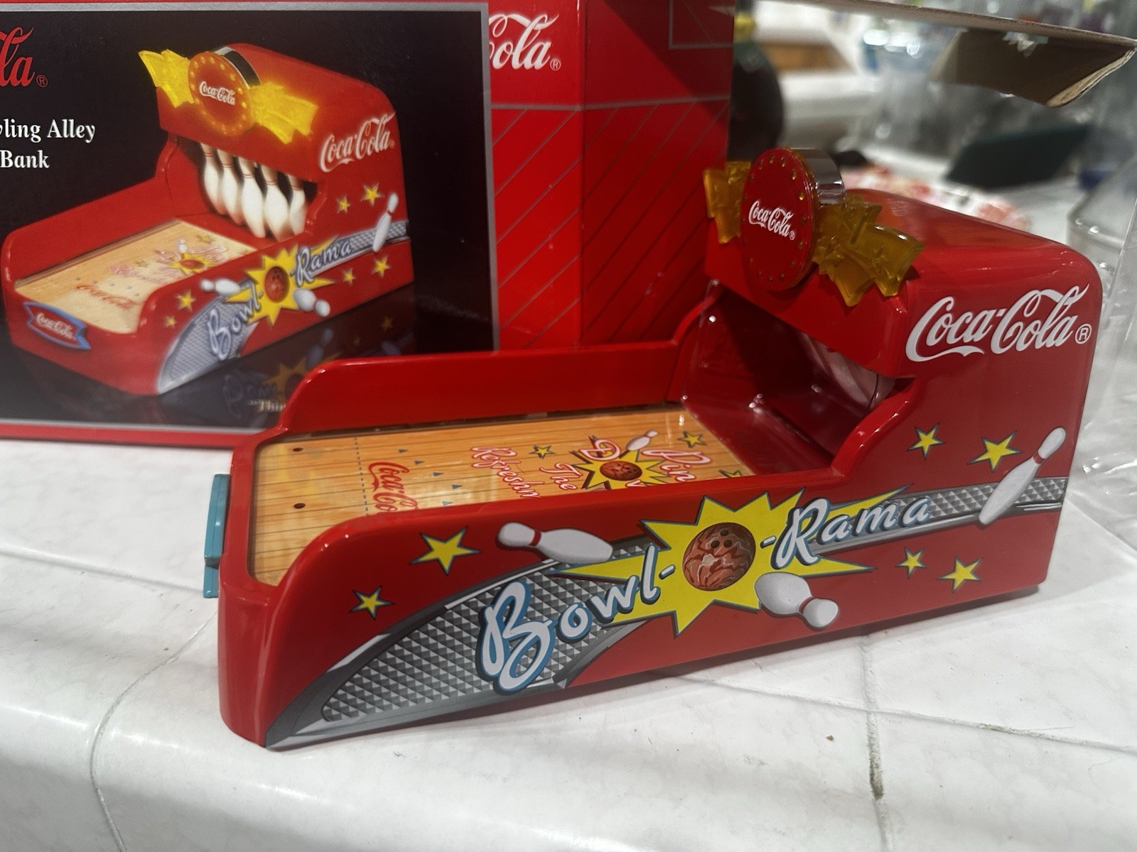 1999 Coca Cola Bowl-O-Rama Bowling alley Money Bank Diecast in box Musical