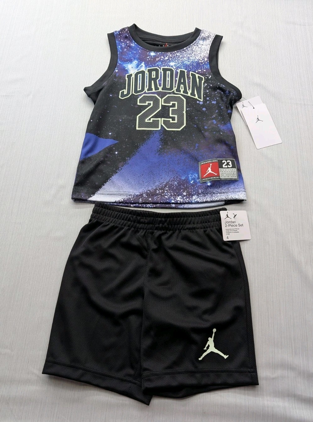 New Set Nike Air Jordan Kids Boys Size 4 (3-4yrs) Jersey & Shorts Set GALAXY