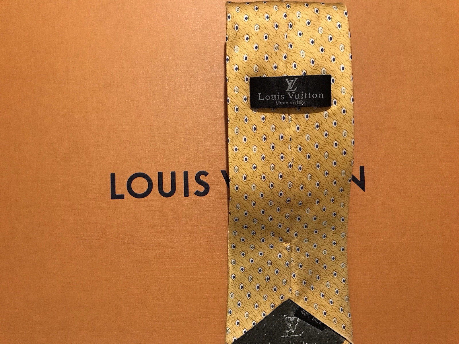 Vintage Louis Vuitton Tie Yellow 100% Silk