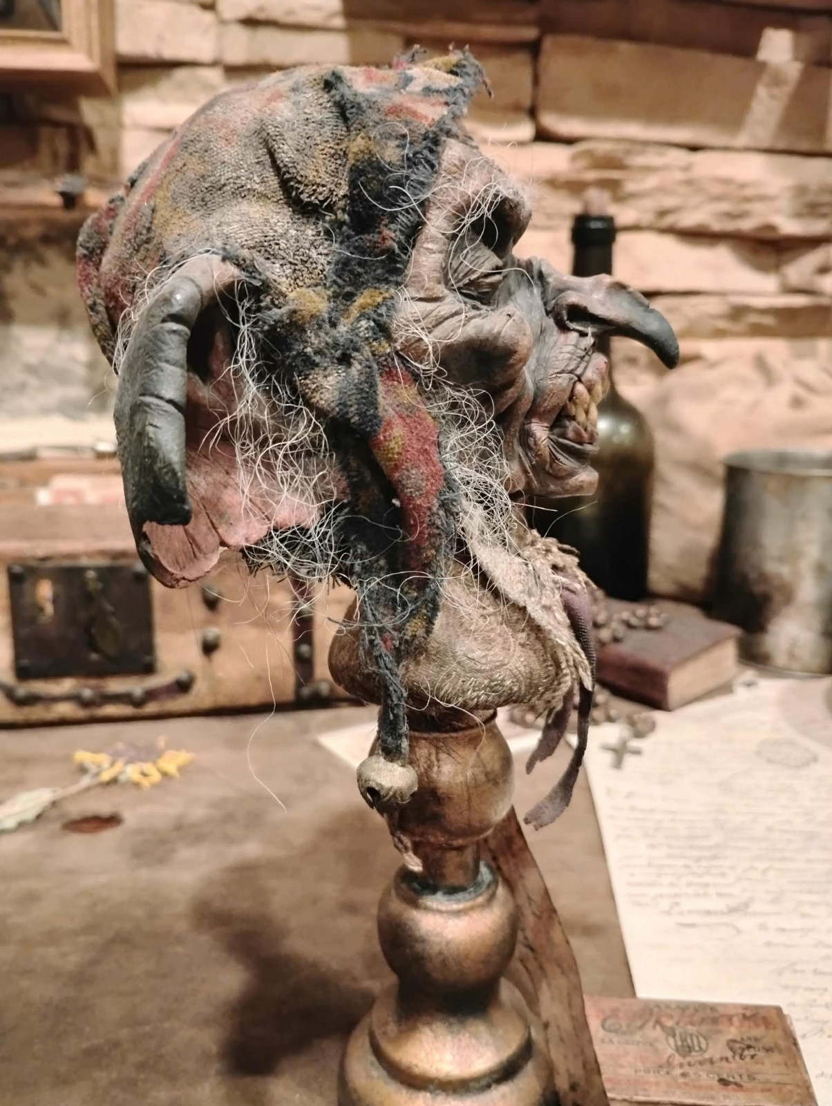 Goblin Mummified Severed Head Handmade Sculpture by Spanish Artist Moise Espina