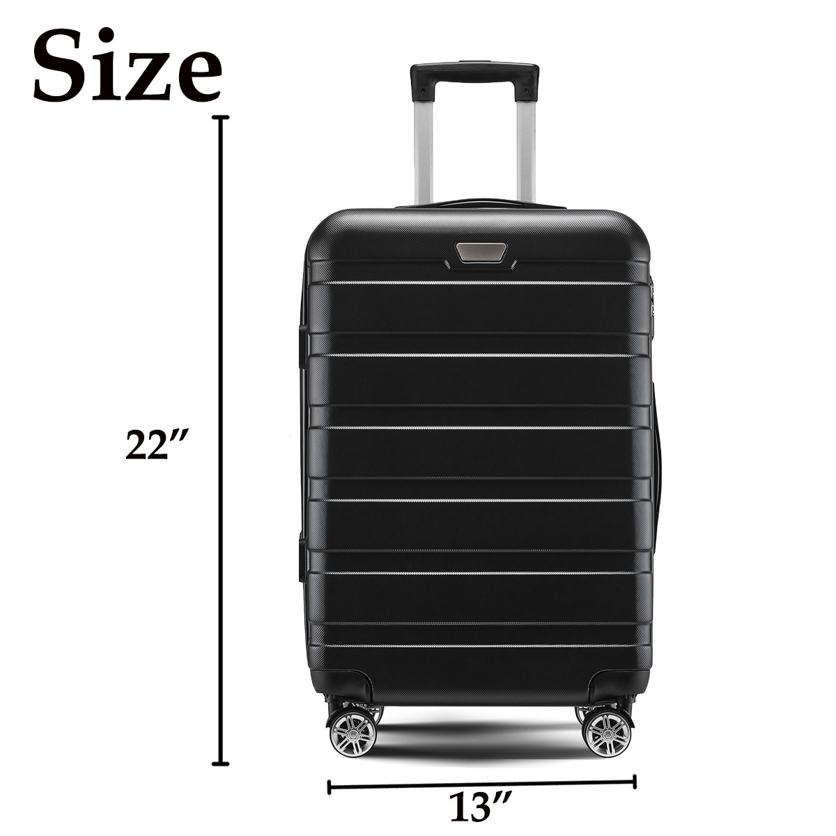 Hardside Carry On Spinner Suitcase Luggage Expandable with Wheels 20" Black