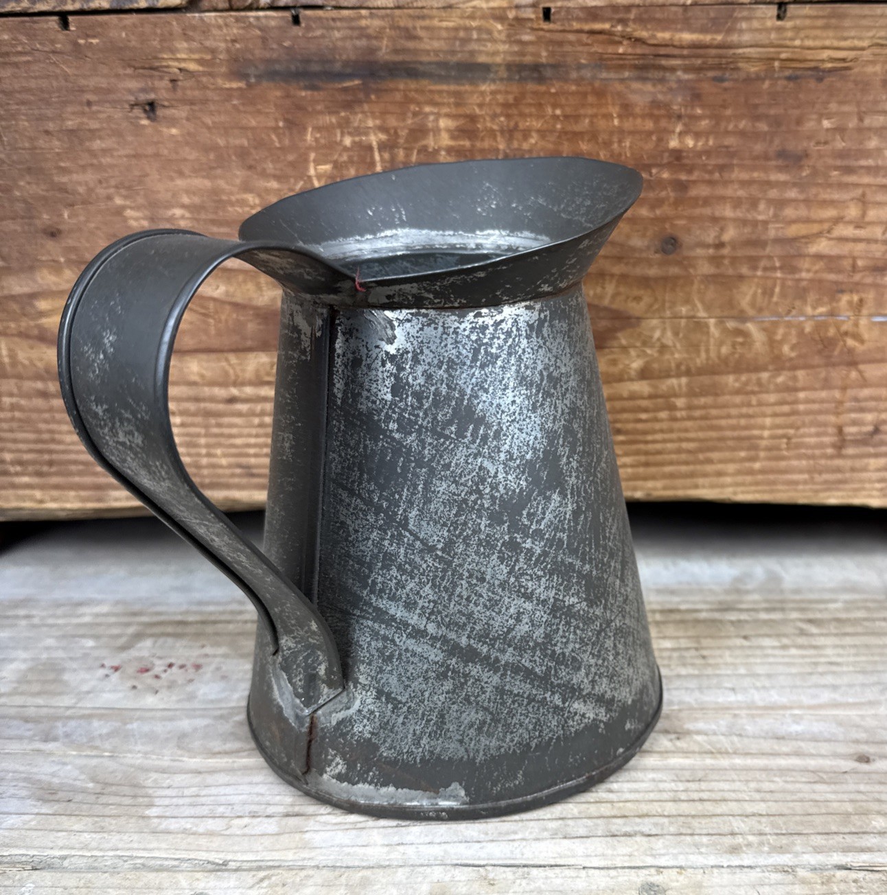 Early Antique Tin Pitcher Tinsmith Made Primitive Pitcher