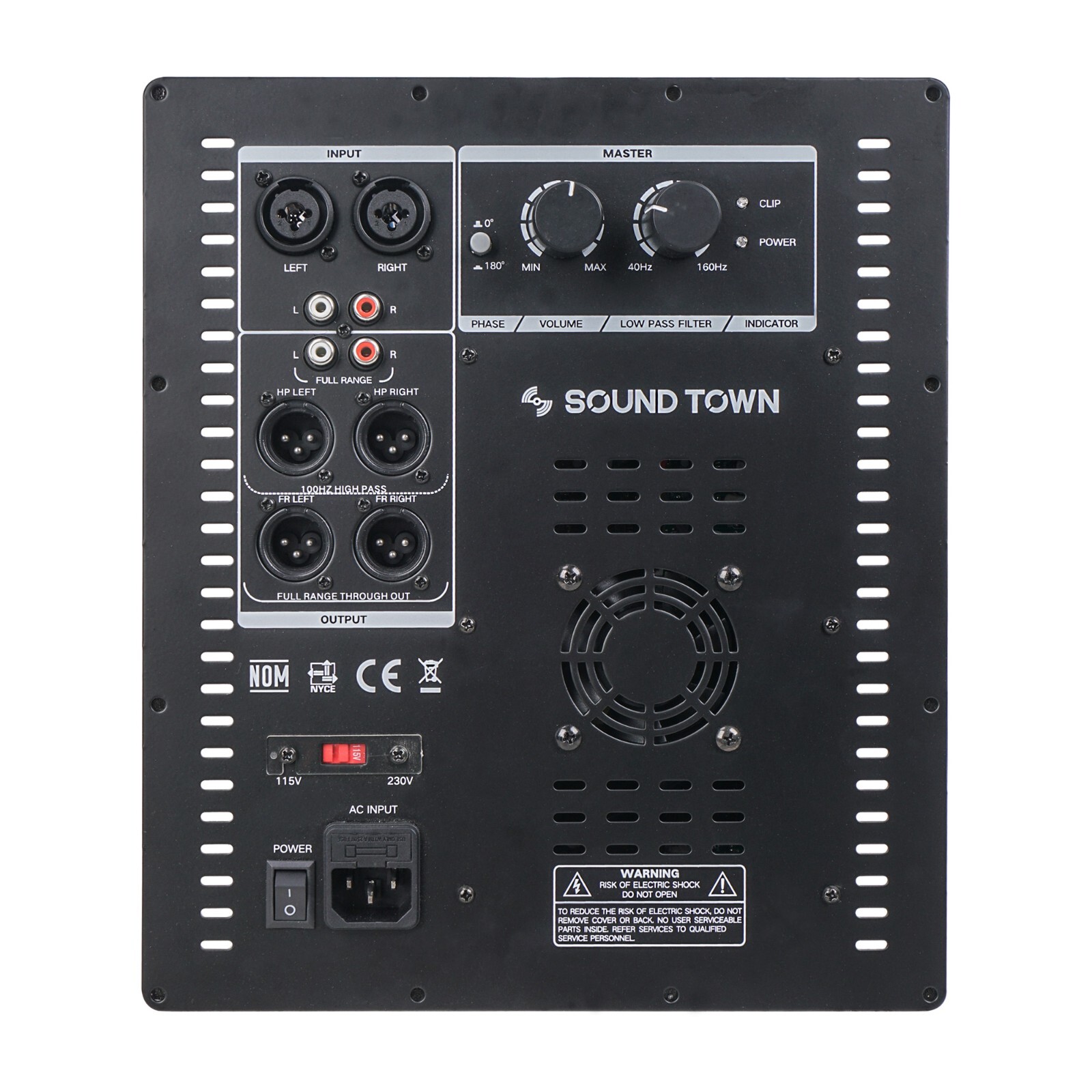 Sound Town 1800W 15” Powered DJ Subwoofer with High-Pass Filter METIS-15PWG