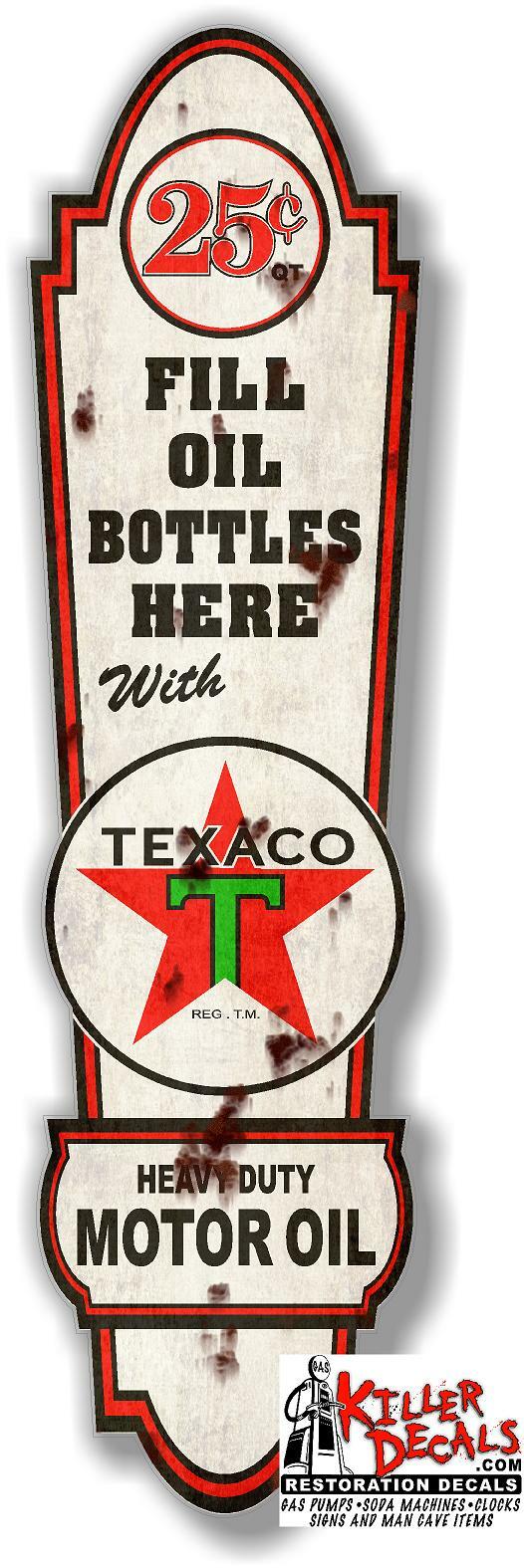 24"X6.3" RUSTY TEXACO FRONT LUBSTER DECAL GAS OIL PUMP, STICKER LUBESTER
