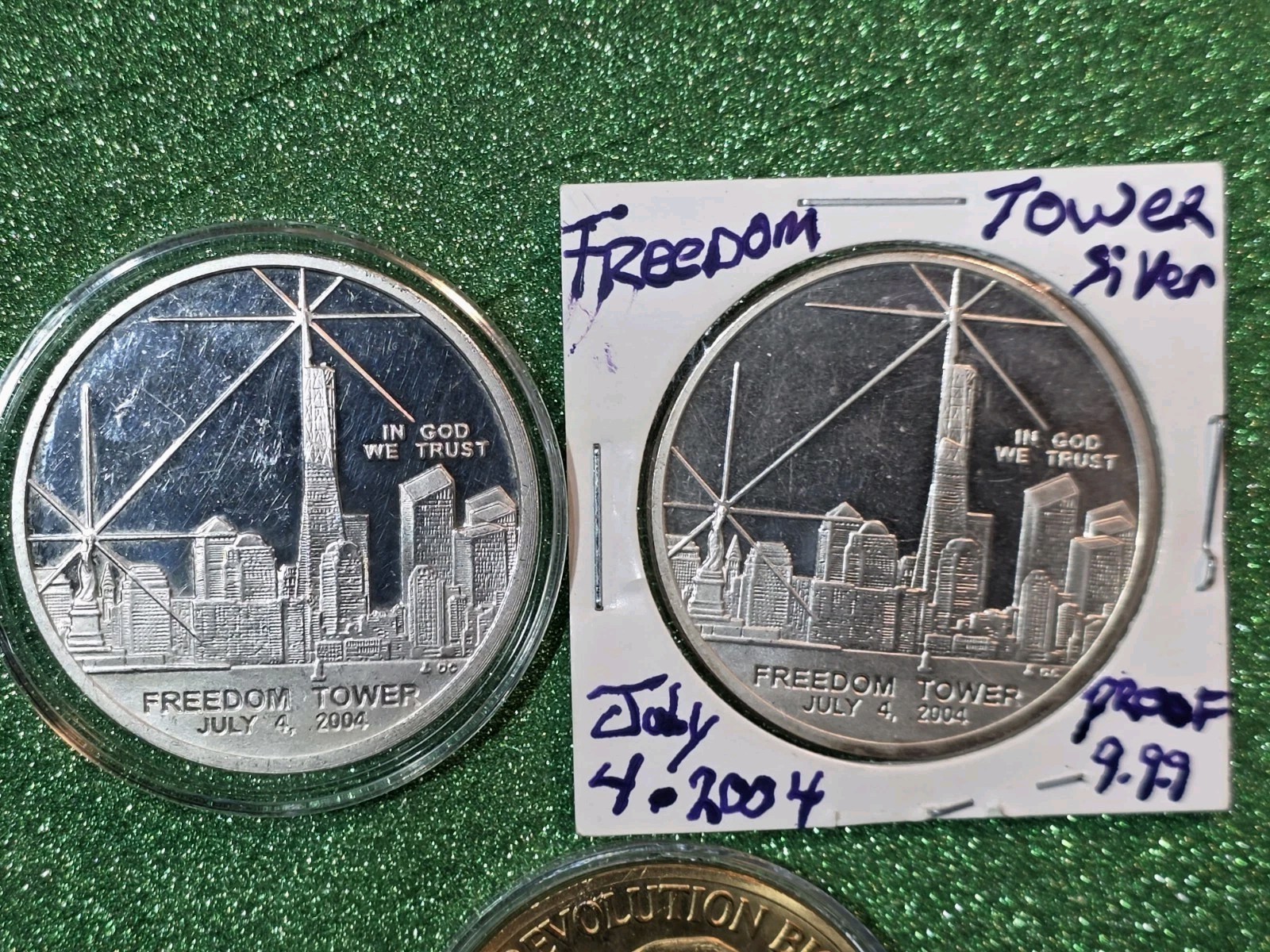 2 Twin Towers 1 Oz. Pure .999 Silver Comemoritive Mint Coins. & Thomas JEFFERSON