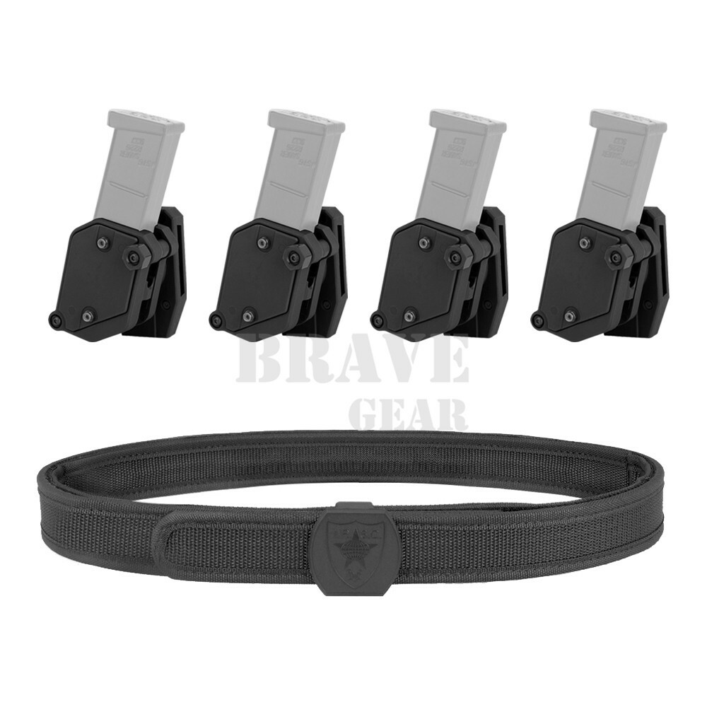 IPSC USPSA 4 Pcs Multi-Angle Speed Pistol Magazine Mag Pouches + Shooting Belt