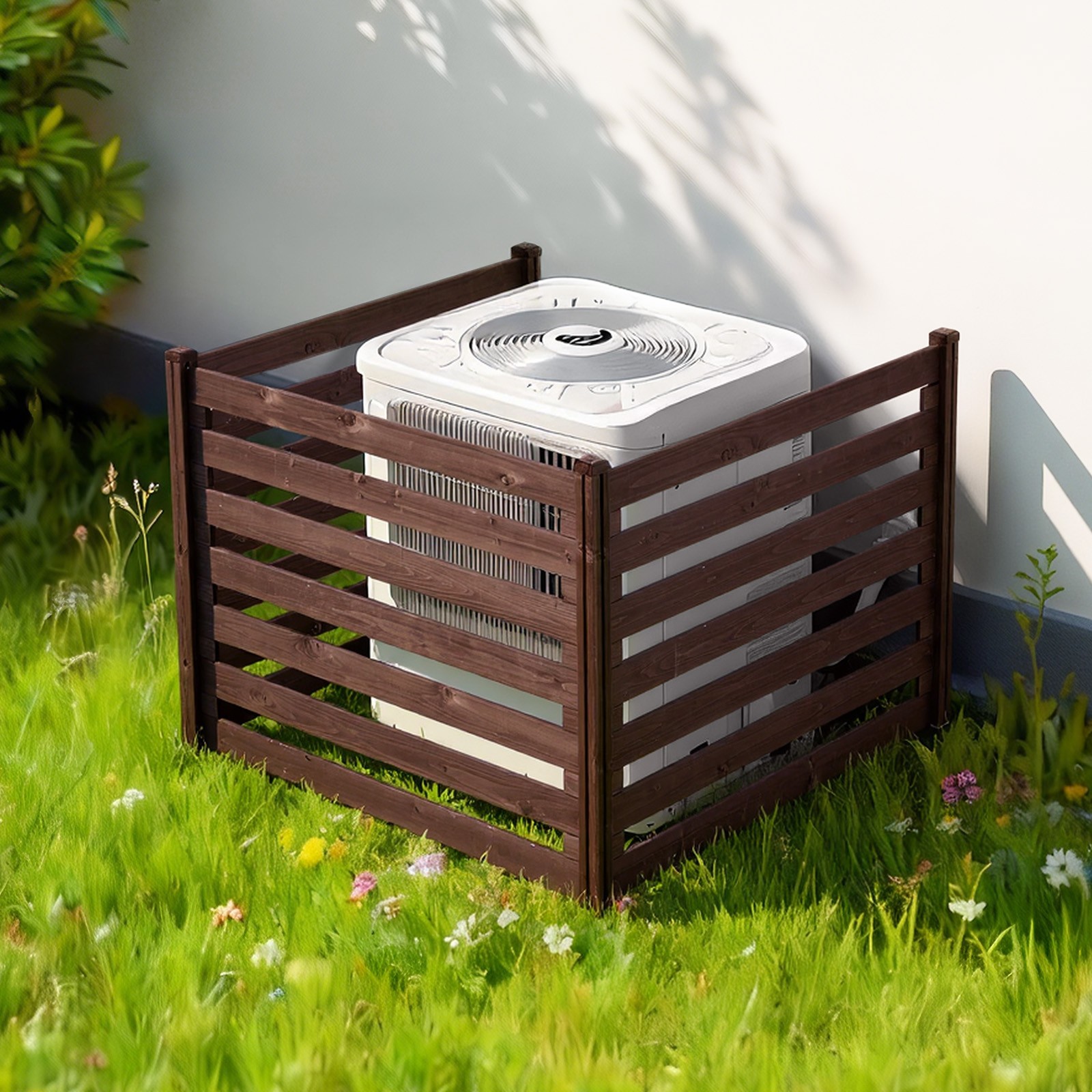 Uimoso 48" x 37" Air Conditioner Fence Privacy Fence with 3 Panels for Trash Can