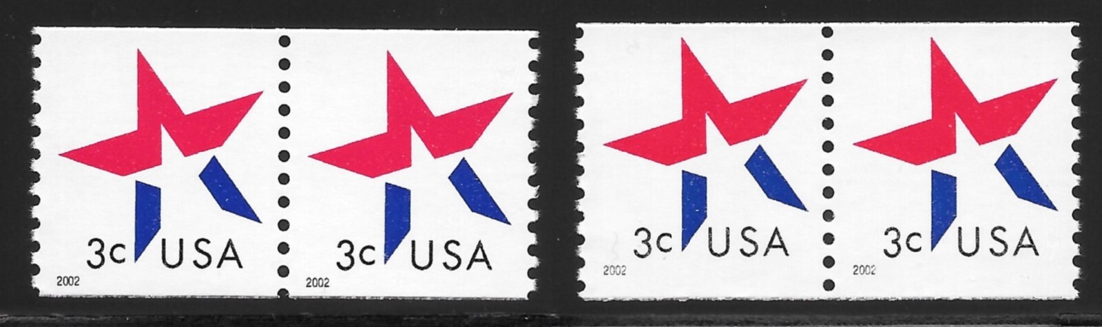 Scott# 3615, 3615a 3c Star Untagged and TAGGED ERROR, Mint NH