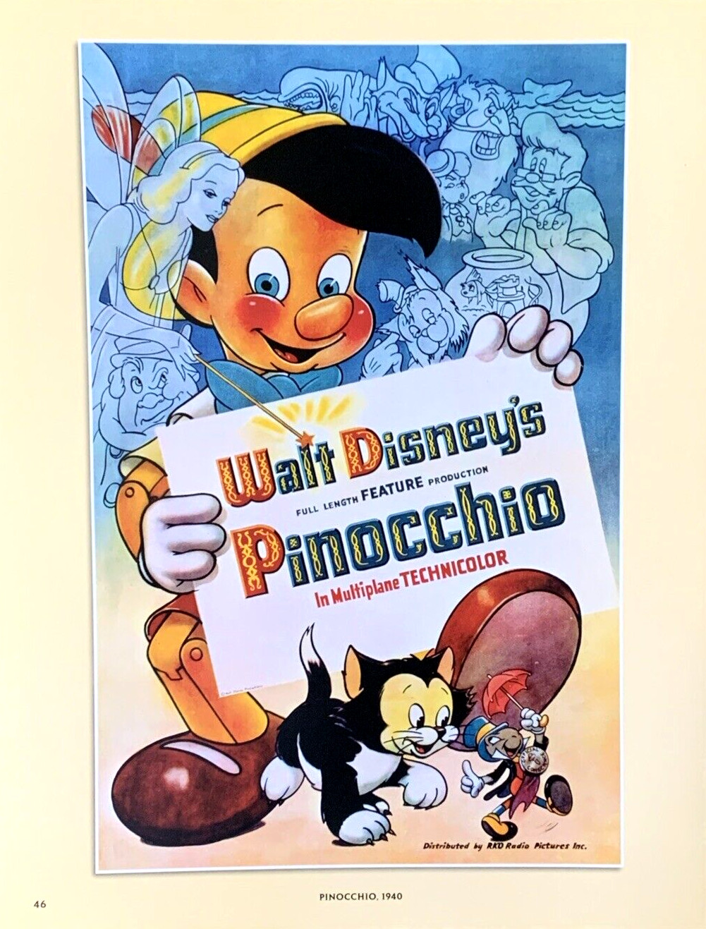 Pinocchio Movie Poster 1940 Walt Disney's RKO Pictures #0040