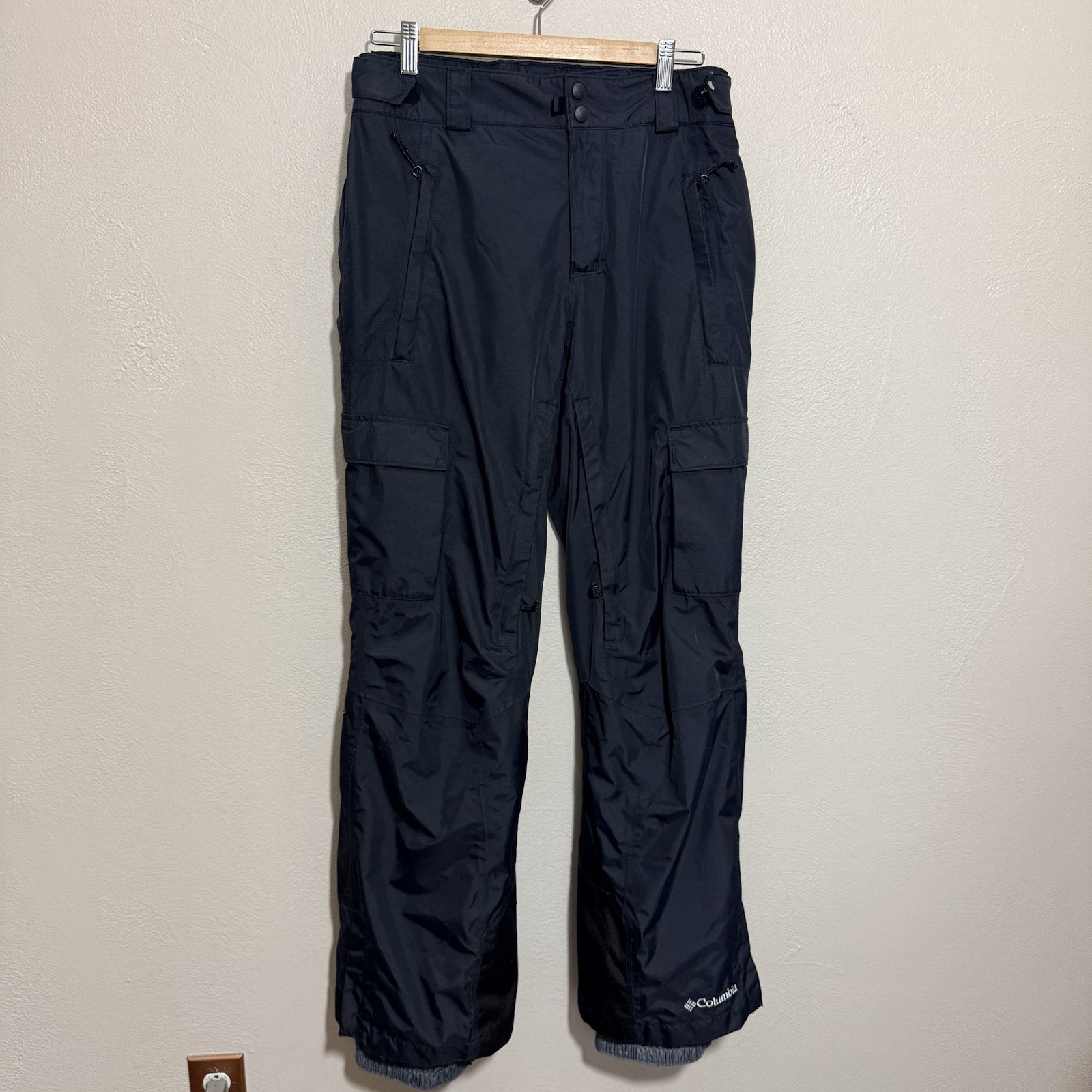 Columbia Omni-Tech Waterproof Breathable Snow Ski Pants Mens Black Cargo Sz M