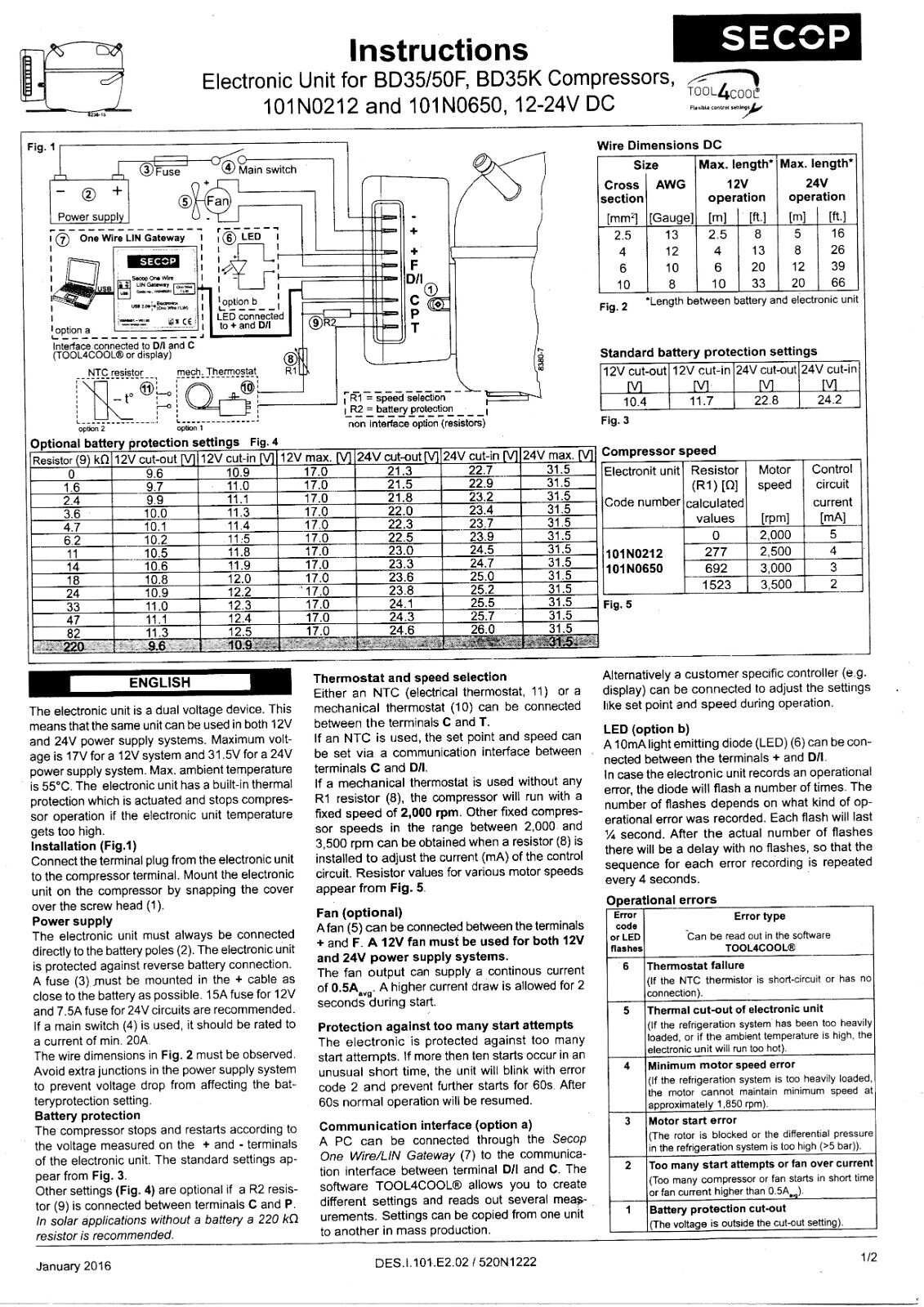 DANFOSS SECOP 101N0650 Electronic Start Unit Controller BD35F BD50F Compressors