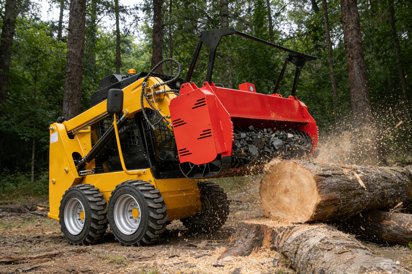 Bobcat-Compatible 72" Drum Forestry Mulcher - Skid Steer Brush & Tree Clearing