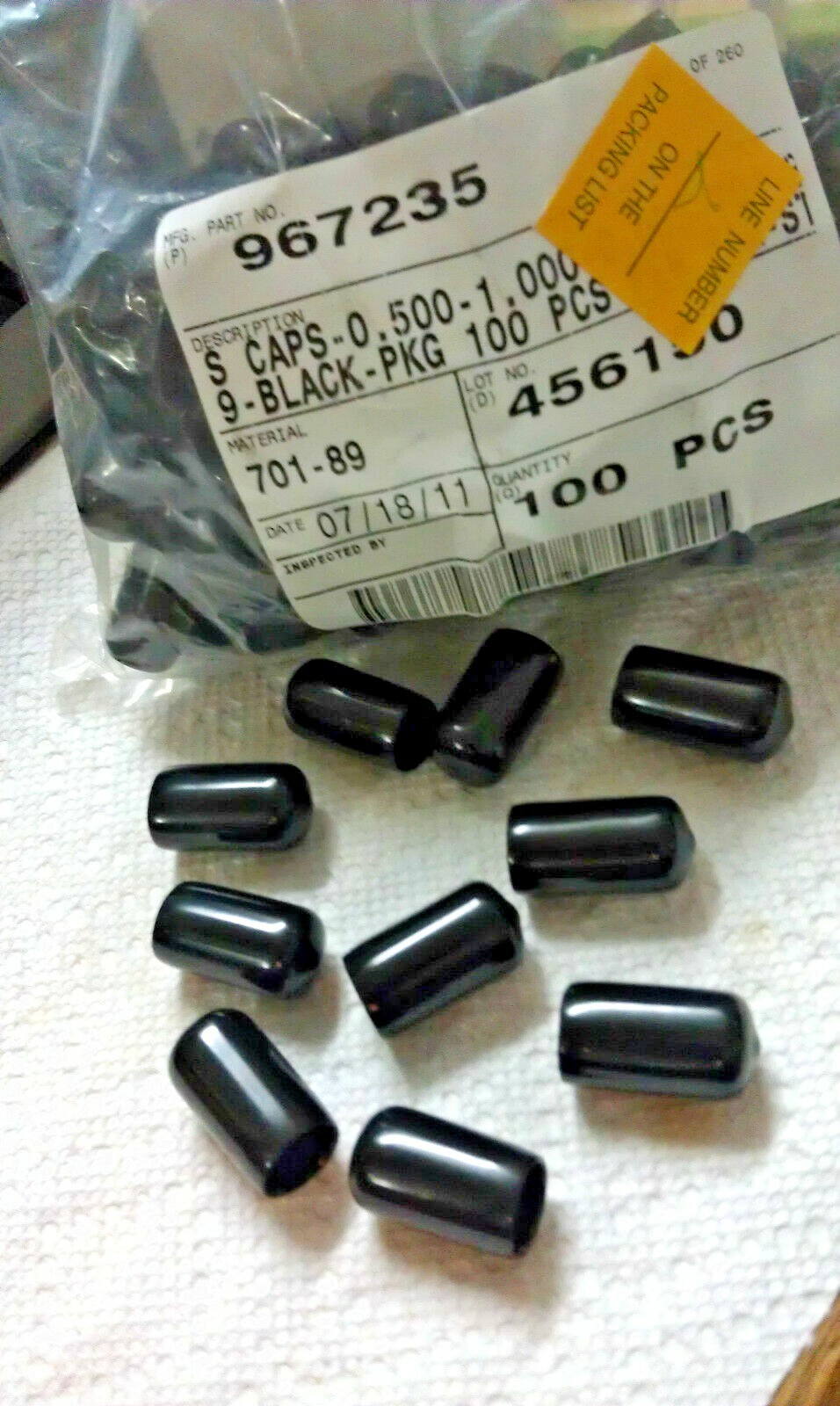 Pliable Vinyl Caps, Push-on Round Cap Fits 1/2"-9/16" OD, 1" Inside Height, *10