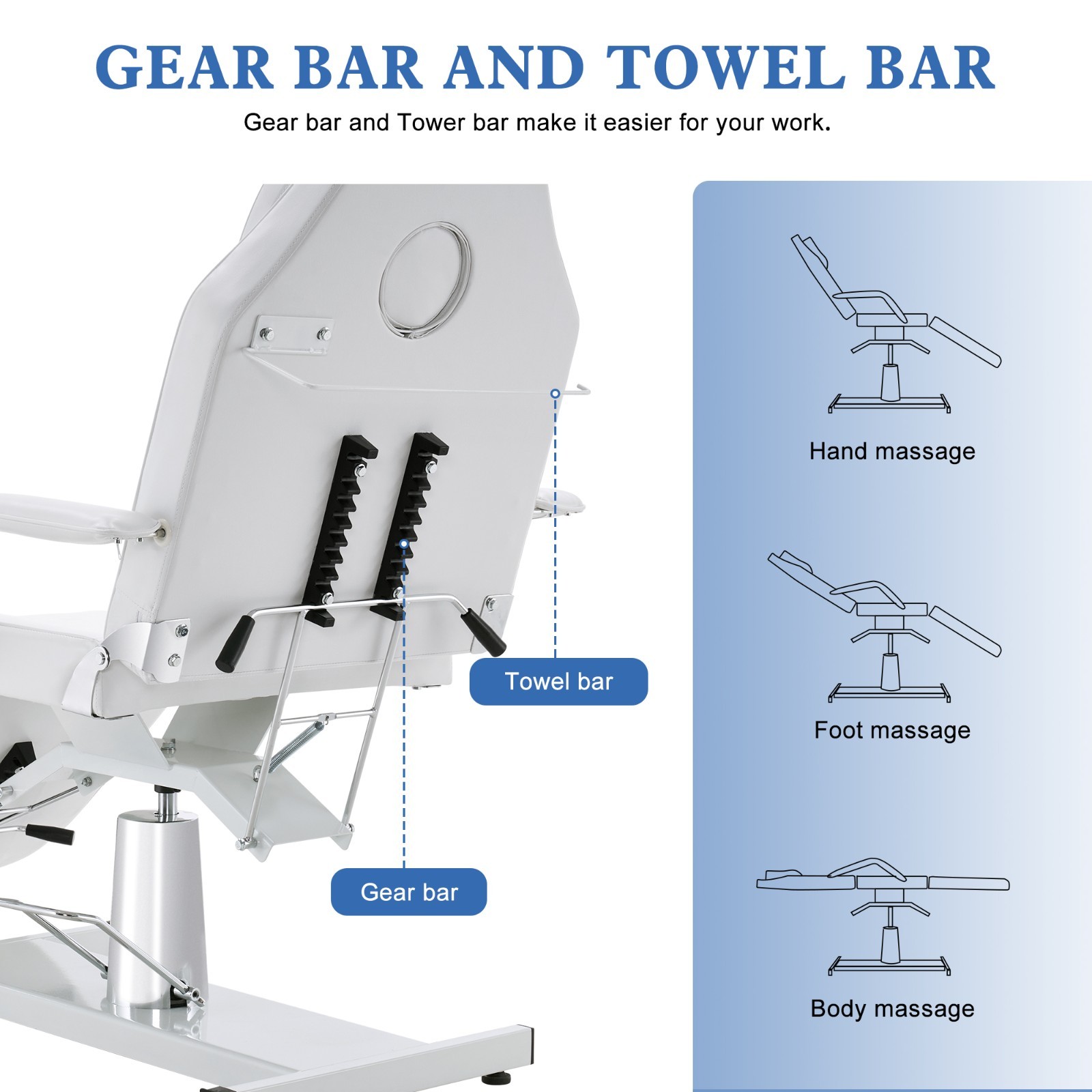 Hydraulic Massage Bed Height Adjustable Tattoo SPA Chair Multi-function Facial
